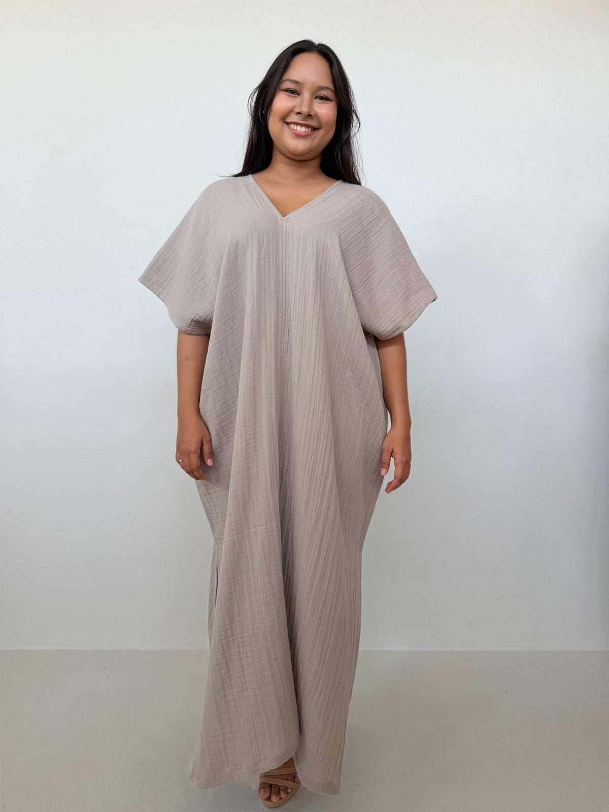 Mala Handworks Grace Cotton Kaftan in Sand
