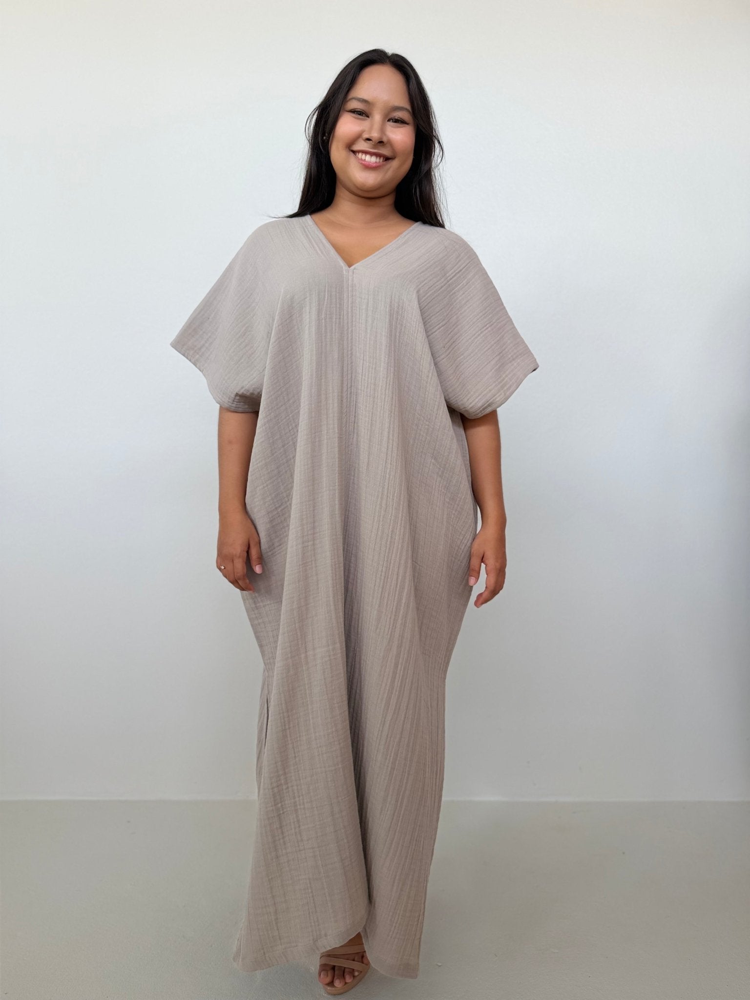 Mala Handworks Grace Cotton Kaftan in Sand
