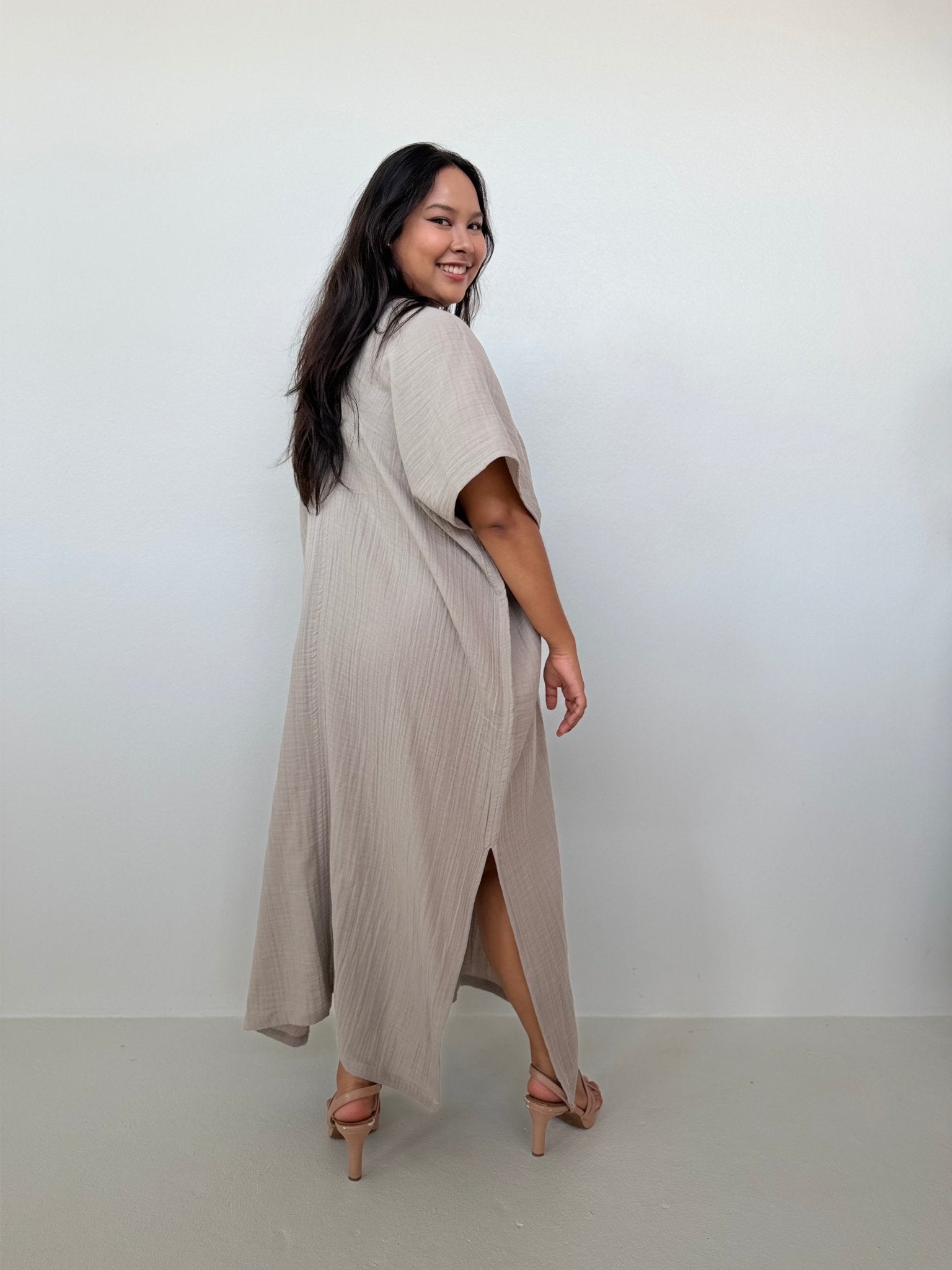 Mala Handworks Grace Cotton Kaftan in Sand