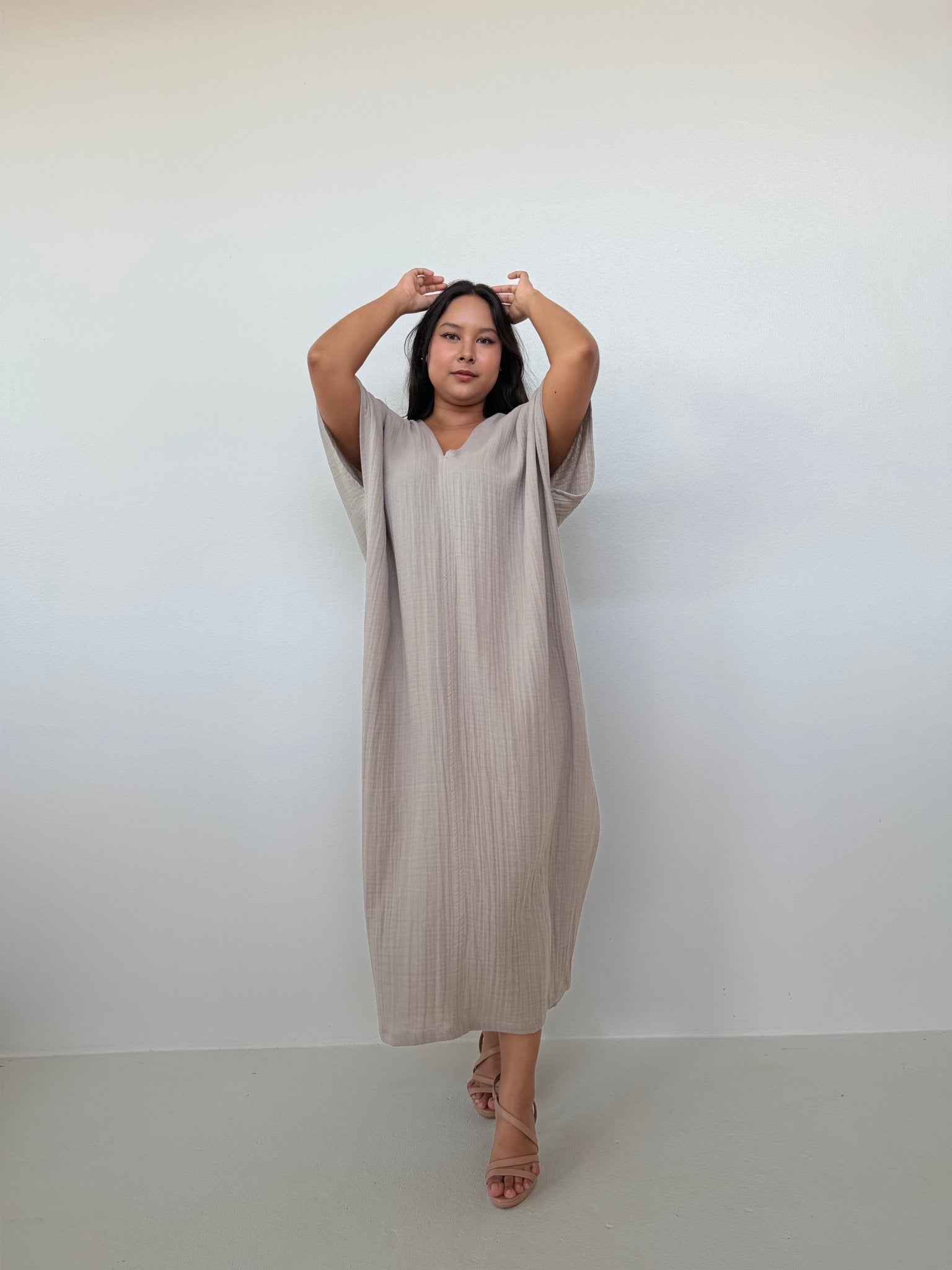 Mala Handworks Grace Cotton Kaftan in Sand