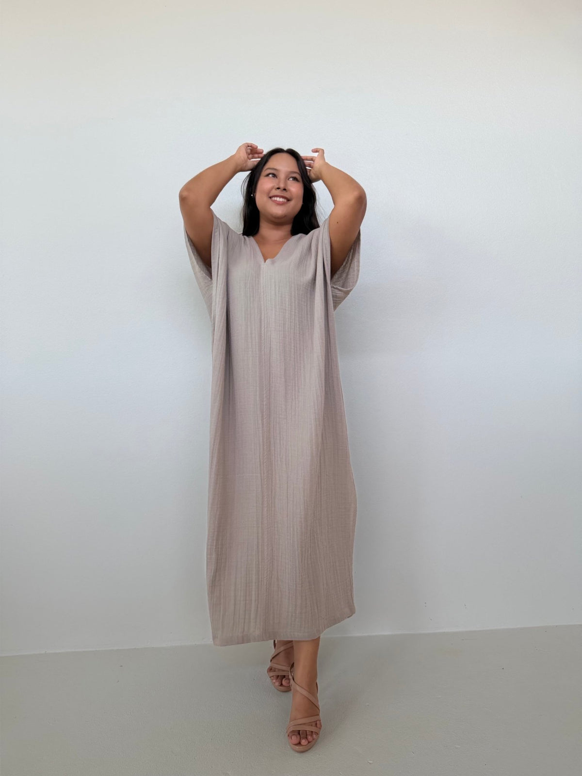 Mala Handworks Grace Cotton Kaftan in Sand