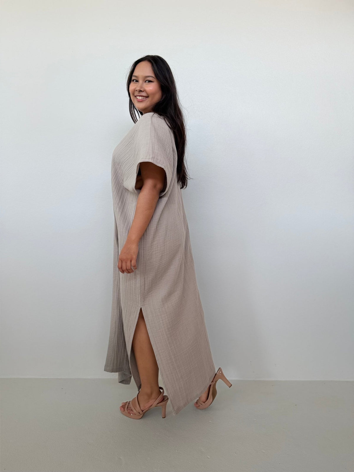 Mala Handworks Grace Cotton Kaftan in Sand