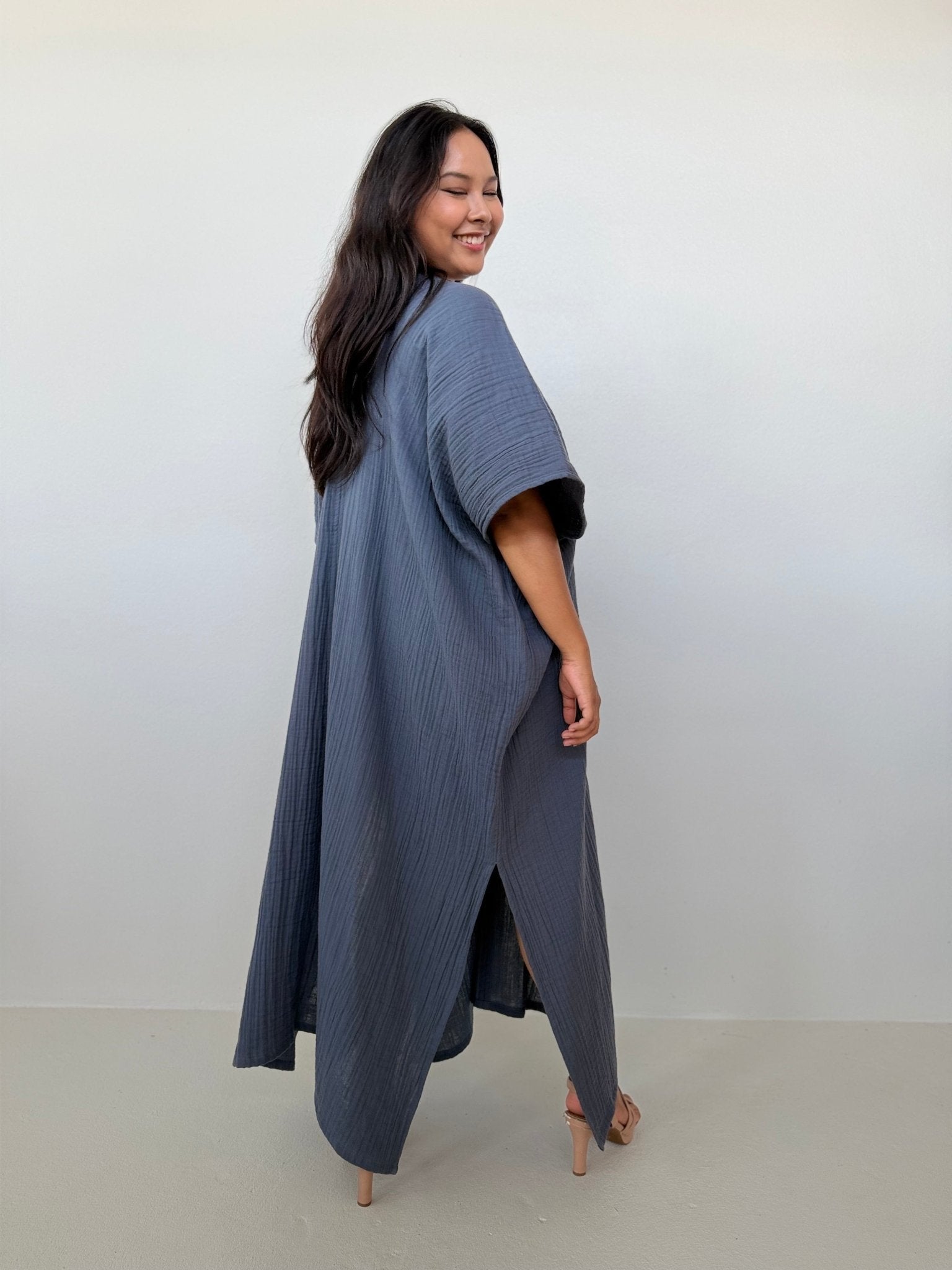 Mala Handworks Grace Cotton Kaftan in Slate