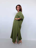Penelope Double Gauze Cotton Kaftan in Moss - Mala Handworks