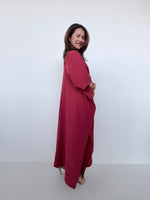 Penelope Double Gauze Cotton Kaftan in Ruby - Mala Handworks