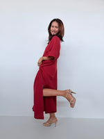 Penelope Double Gauze Cotton Kaftan in Ruby - Mala Handworks