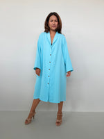 Piper Cotton Shirtdress in Aqua-PM-4-Mala Handworks