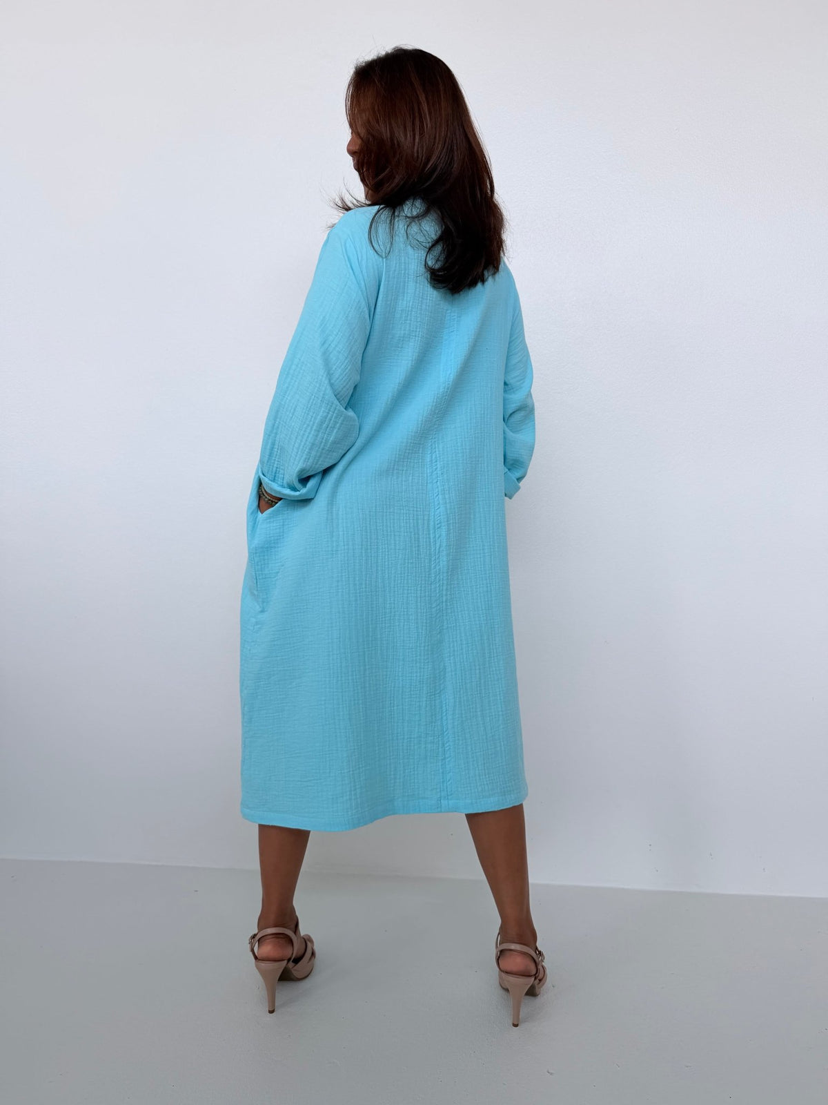 Piper Cotton Shirtdress in Aqua-PM-4-Mala Handworks