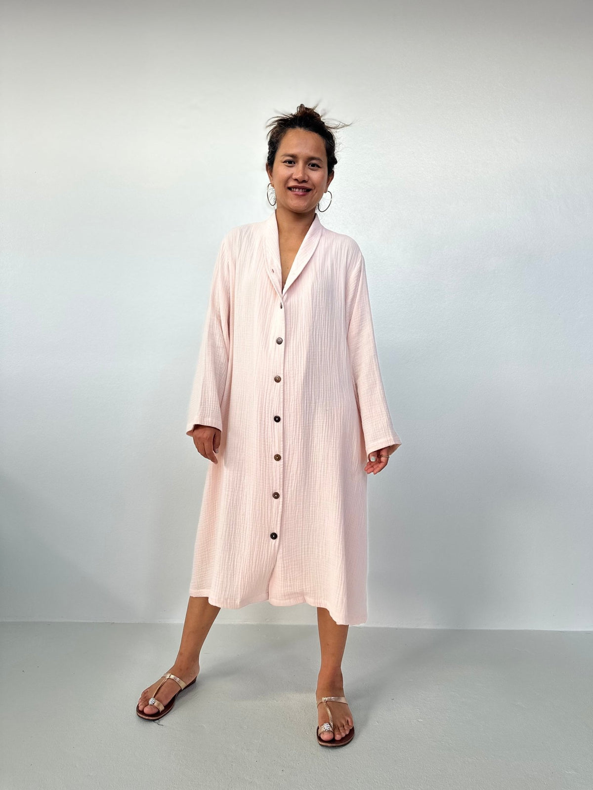 Piper Cotton Shirtdress in Blush-PM-3-Mala Handworks