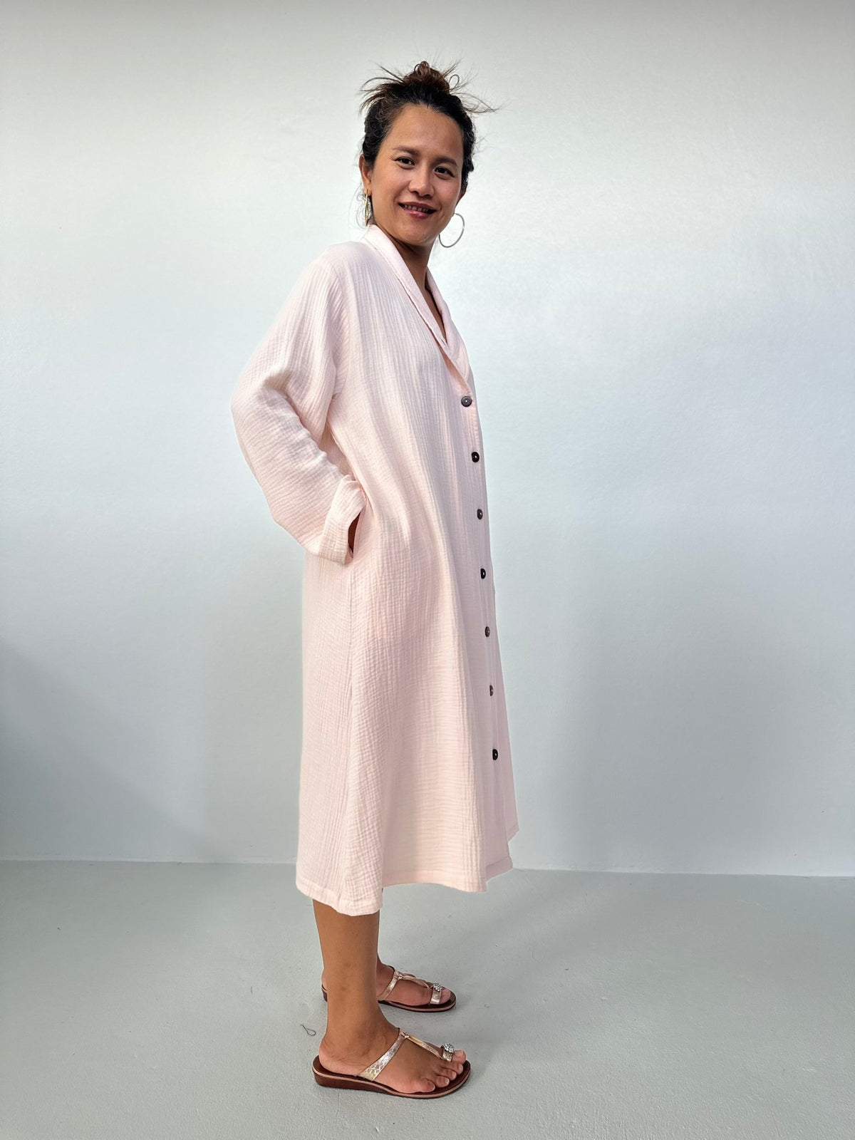 Piper Cotton Shirtdress in Blush-PM-3-Mala Handworks