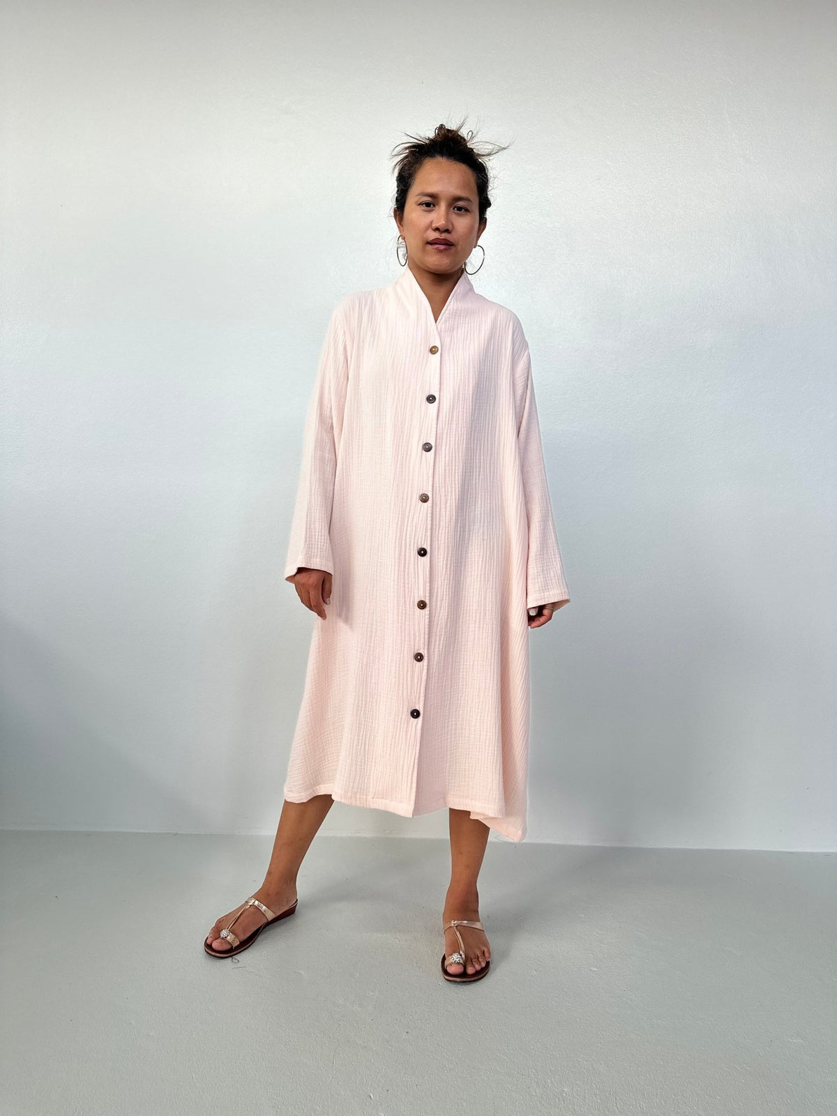 Piper Cotton Shirtdress in Blush-PM-3-Mala Handworks