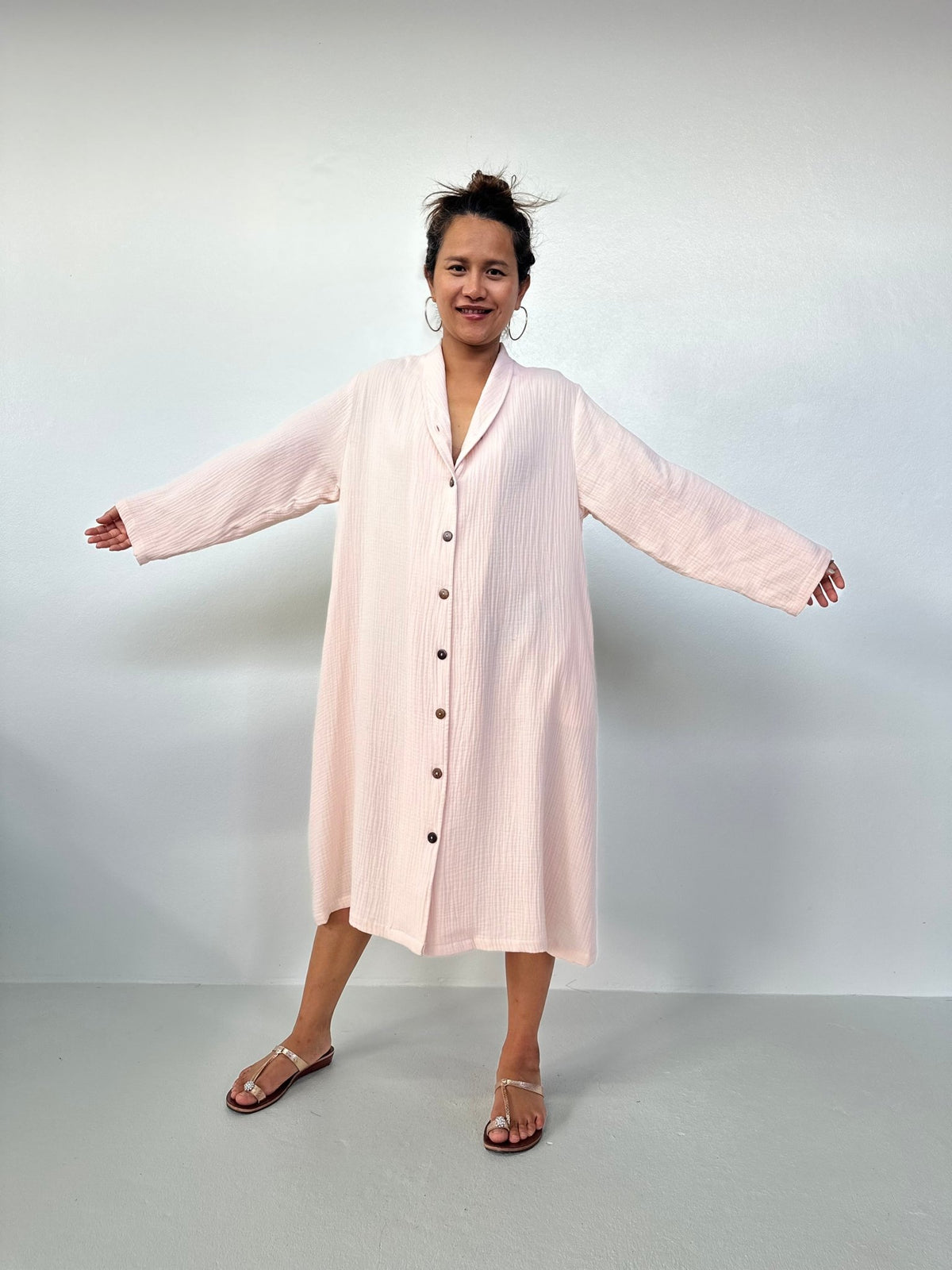 Piper Cotton Shirtdress in Blush-PM-3-Mala Handworks