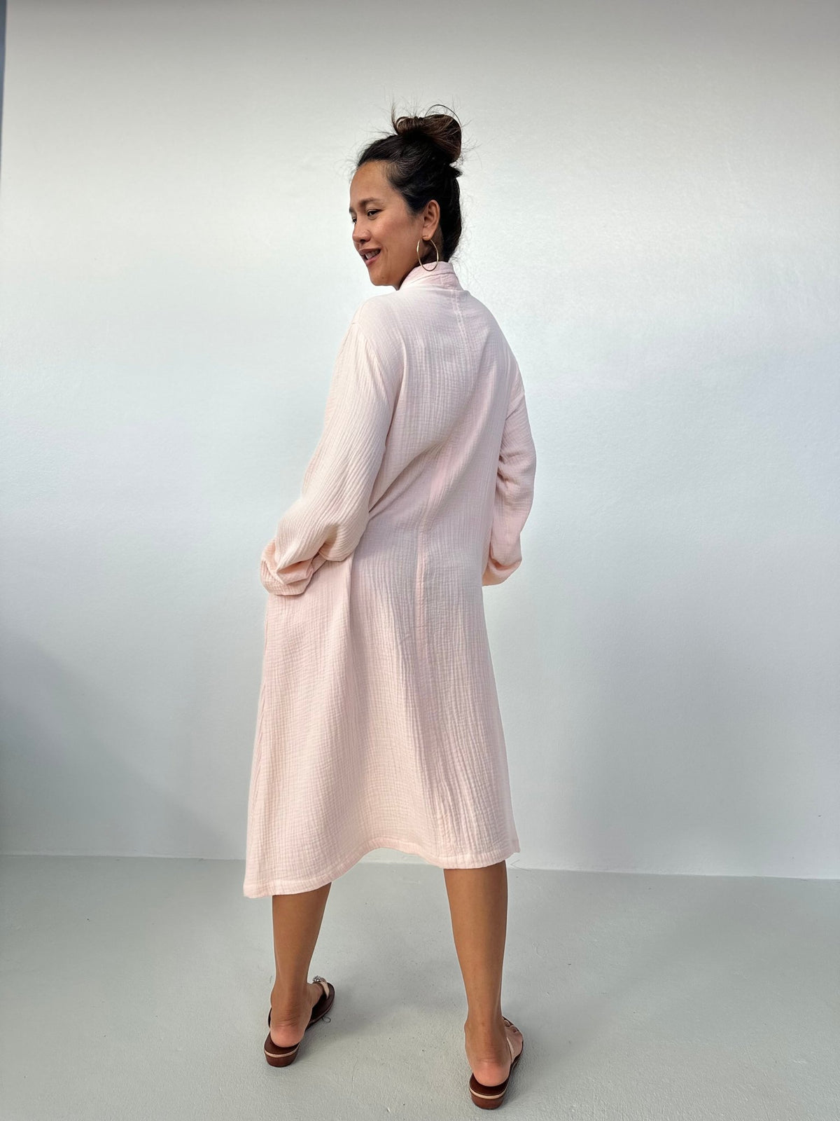 Piper Cotton Shirtdress in Blush-PM-3-Mala Handworks