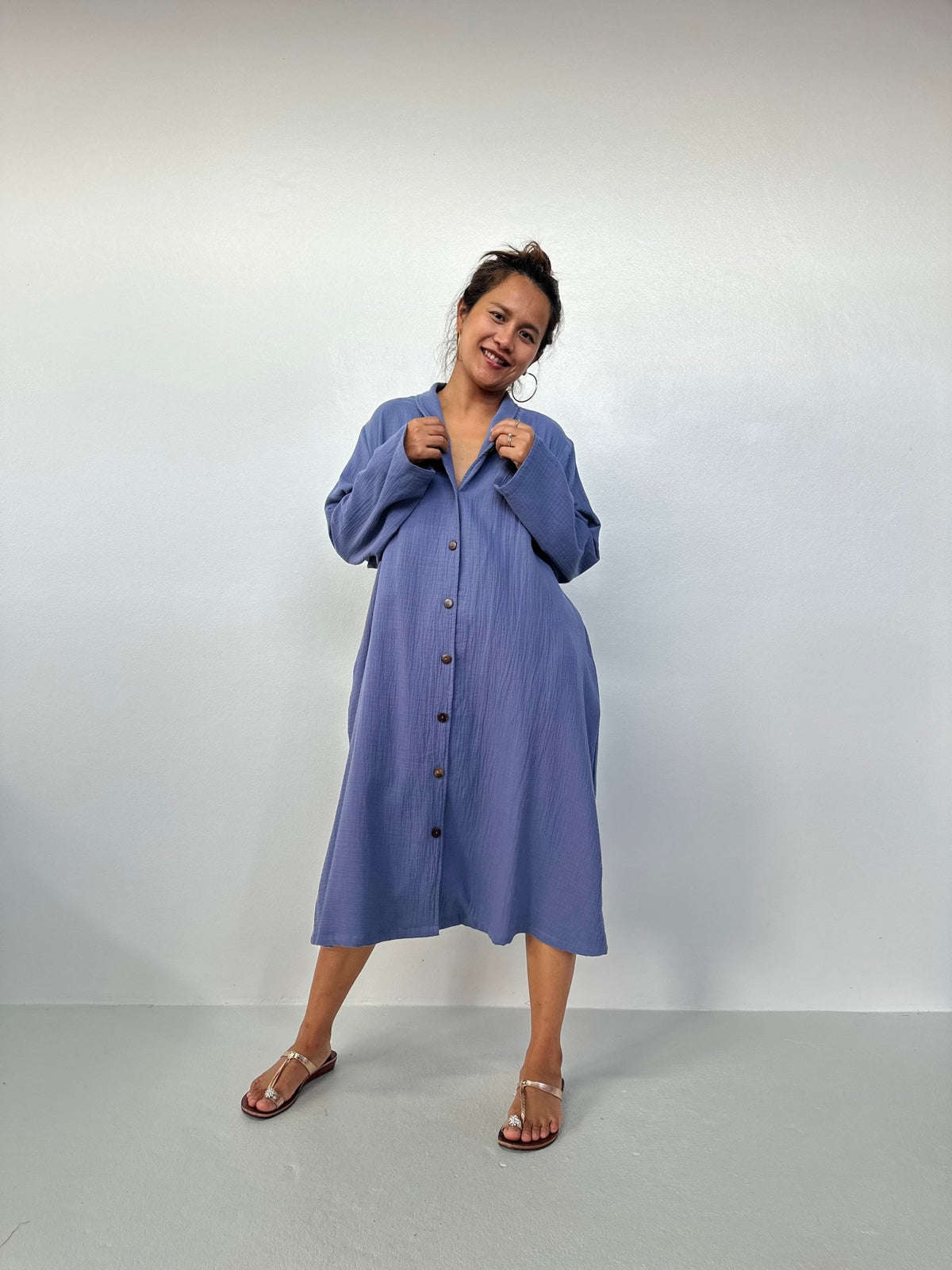 Piper Cotton Shirtdress in Purple-PM-2-Mala Handworks