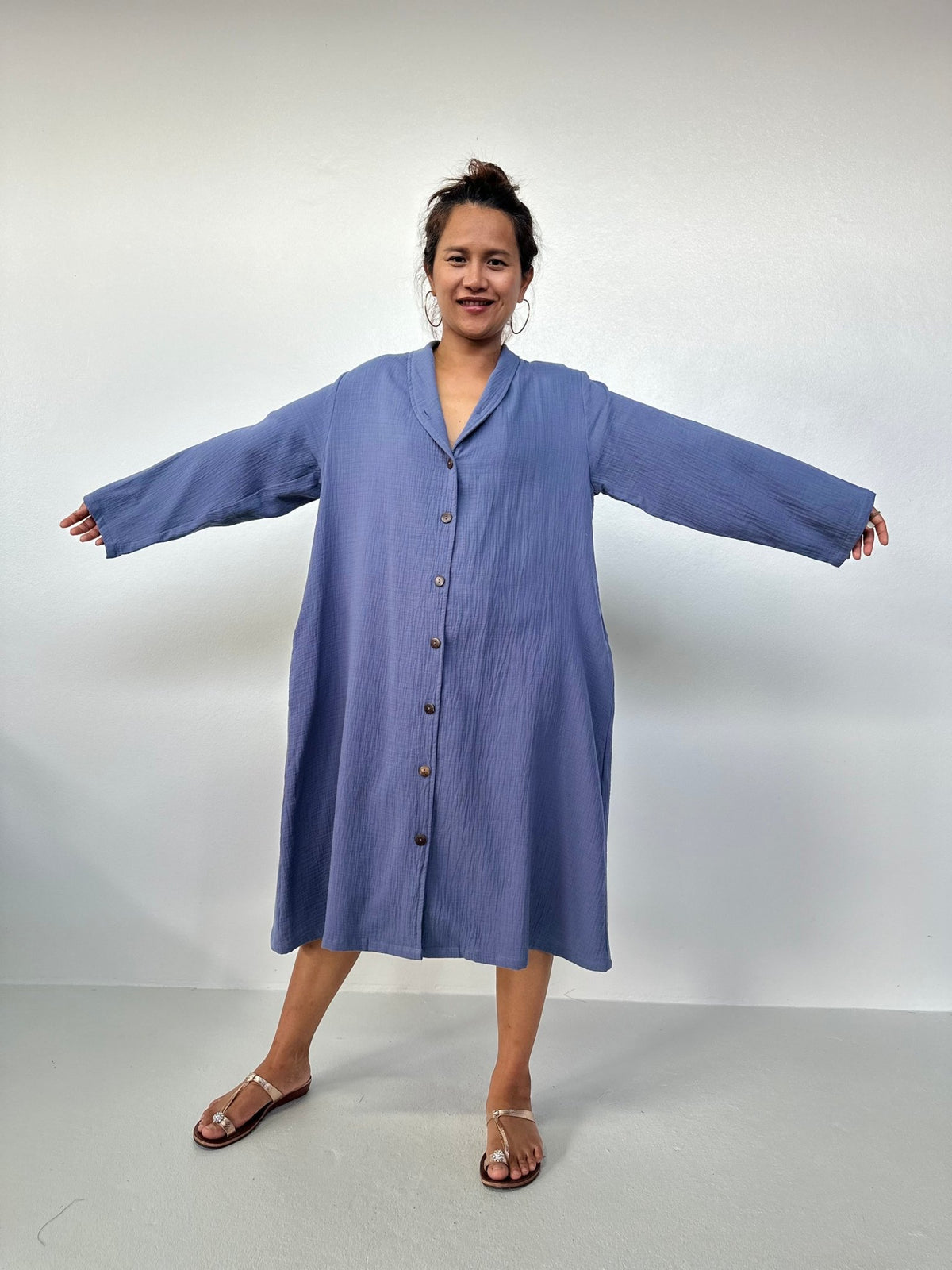 Piper Cotton Shirtdress in Purple-PM-2-Mala Handworks