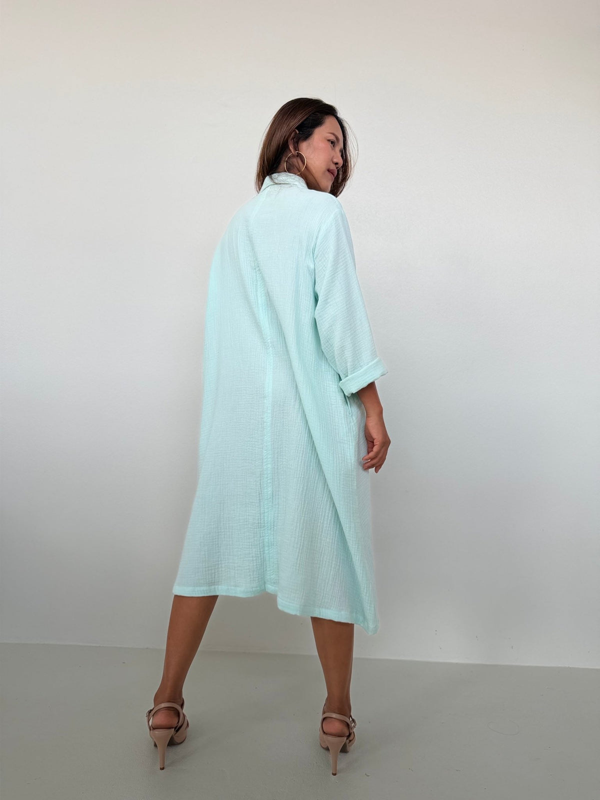 Piper Cotton Shirtdress in Seafoam-PM-6-Mala Handworks