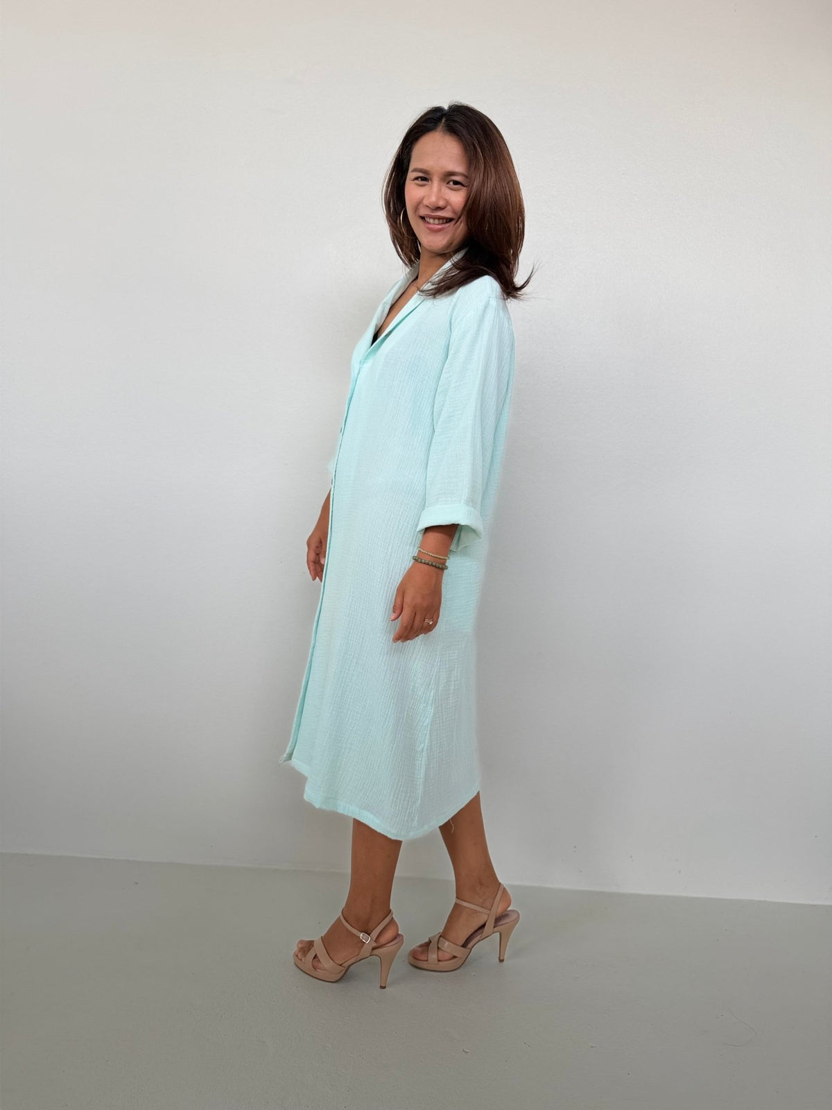 Piper Cotton Shirtdress in Seafoam-PM-6-Mala Handworks