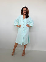 Piper Cotton Shirtdress in Seafoam-PM-6-Mala Handworks