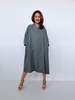 Piper Cotton Shirtdress in Slate-PM-5-Mala Handworks