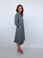 Piper Cotton Shirtdress in Slate-PM-5-Mala Handworks