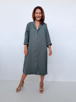 Piper Cotton Shirtdress in Slate-PM-5-Mala Handworks