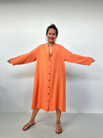 Piper Cotton Shirtdress in Tangerine-PM-1-Mala Handworks