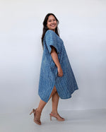 Skye Cotton Kaftan in Blue & White Stripe-DS-30-Mala Handworks