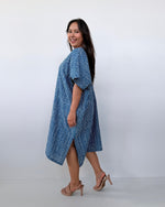 Skye Cotton Kaftan in Blue & White Stripe-DS-30-Mala Handworks