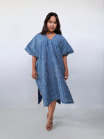 Skye Cotton Kaftan in Blue & White Stripe-DS-30-Mala Handworks