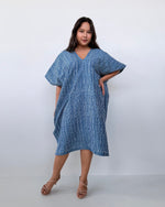 Skye Cotton Kaftan in Blue & White Stripe-DS-30-Mala Handworks