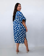 Skye Cotton Kaftan in Navy & White Polka Dot-DS-29-Mala Handworks
