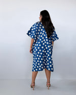 Skye Cotton Kaftan in Navy & White Polka Dot-DS-29-Mala Handworks