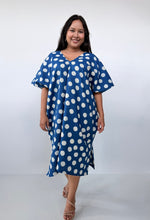 Skye Cotton Kaftan in Navy & White Polka Dot-DS-29-Mala Handworks