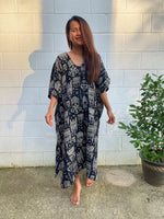 MALA handworks  Skye Double Gauze Cotton Midi Kaftan - Hand Screened Kaftan, African Print
