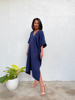 MALA handworks Skye Double Gauze Cotton Midi Kaftan in Blue