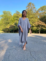 MALA handworks Skye Double Gauze Cotton Midi Kaftan in Gray