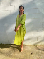 MALA handworks Skye Double Gauze Cotton Midi Kaftan in Light Green
