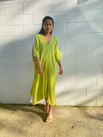 MALA handworks Skye Double Gauze Cotton Midi Kaftan in Light Green