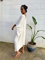 MALA handworks Skye Double Gauze Cotton Midi Kaftan in Natural White