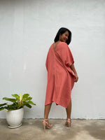 MALA handworks Skye Double Gauze Cotton Midi Kaftan in Salmon Pink