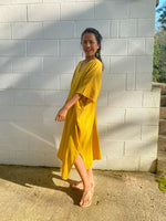 MALA handworks Skye Double Gauze Cotton Midi Kaftan in Yellow Turmeric