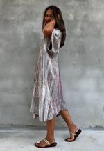 Skye Hand-Painted Cotton Kaftan in Mauve & Gray-DS-20-Mala Handworks