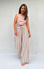Tala Beige Striped Pants front view
