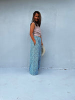 Tala Wide Leg Cotton Pants in Blue Geometric-VC-9-41-Mala Handworks