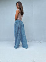 Tala Wide Leg Cotton Pants in Blueberry Blue Stripes-VC-4-41-Mala Handworks