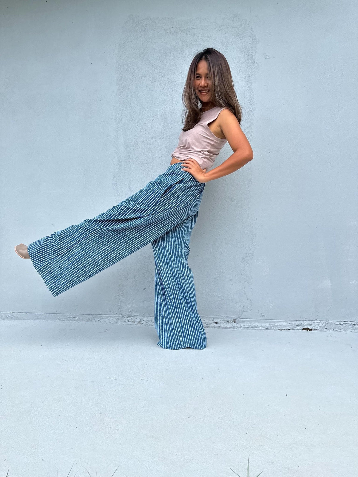 Tala Blueberry blue Striped Pants front view
