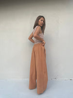 Tala Wide Leg Cotton Pants in Brown-VC-8-40-Mala Handworks