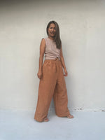 Tala Wide Leg Cotton Pants in Brown-VC-8-40-Mala Handworks