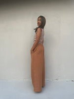 Tala Wide Leg Cotton Pants in Brown-VC-8-40-Mala Handworks