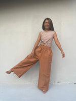 Tala Wide Leg Cotton Pants in Brown-VC-8-40-Mala Handworks